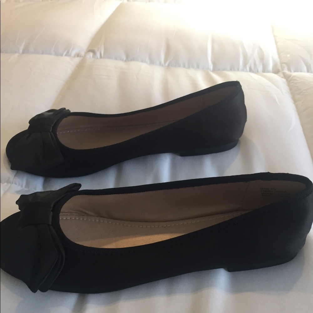 Black satin ballet flats